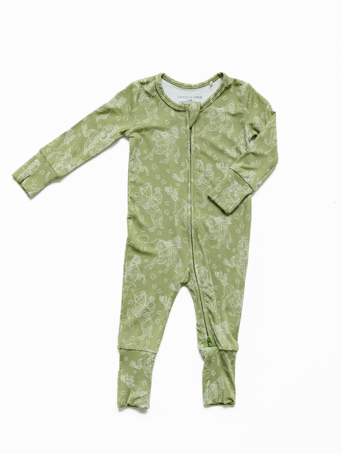 Western Bucking Horse Baby Footed Pajamas