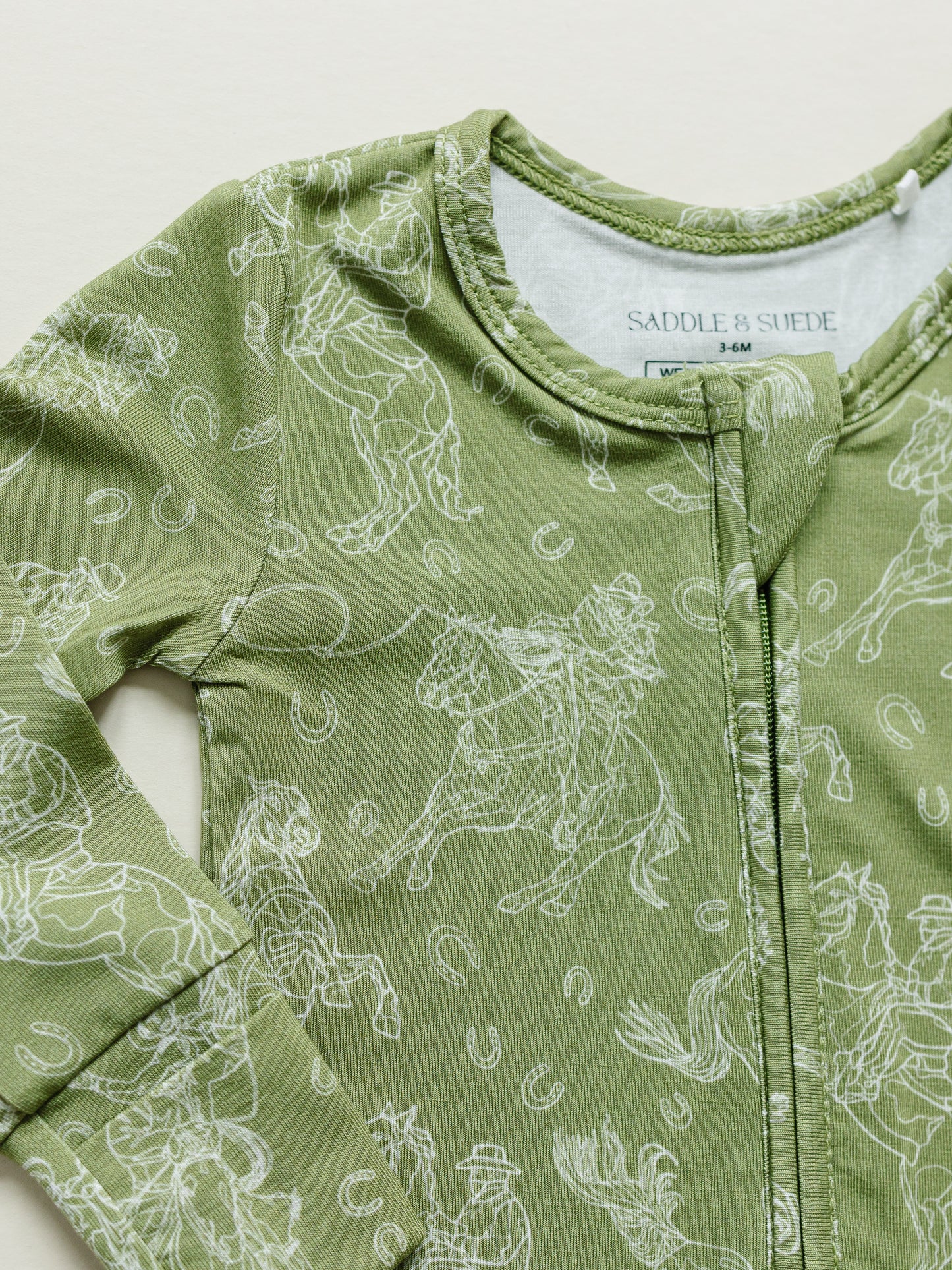 Western Bucking Horse Baby Footed Pajamas