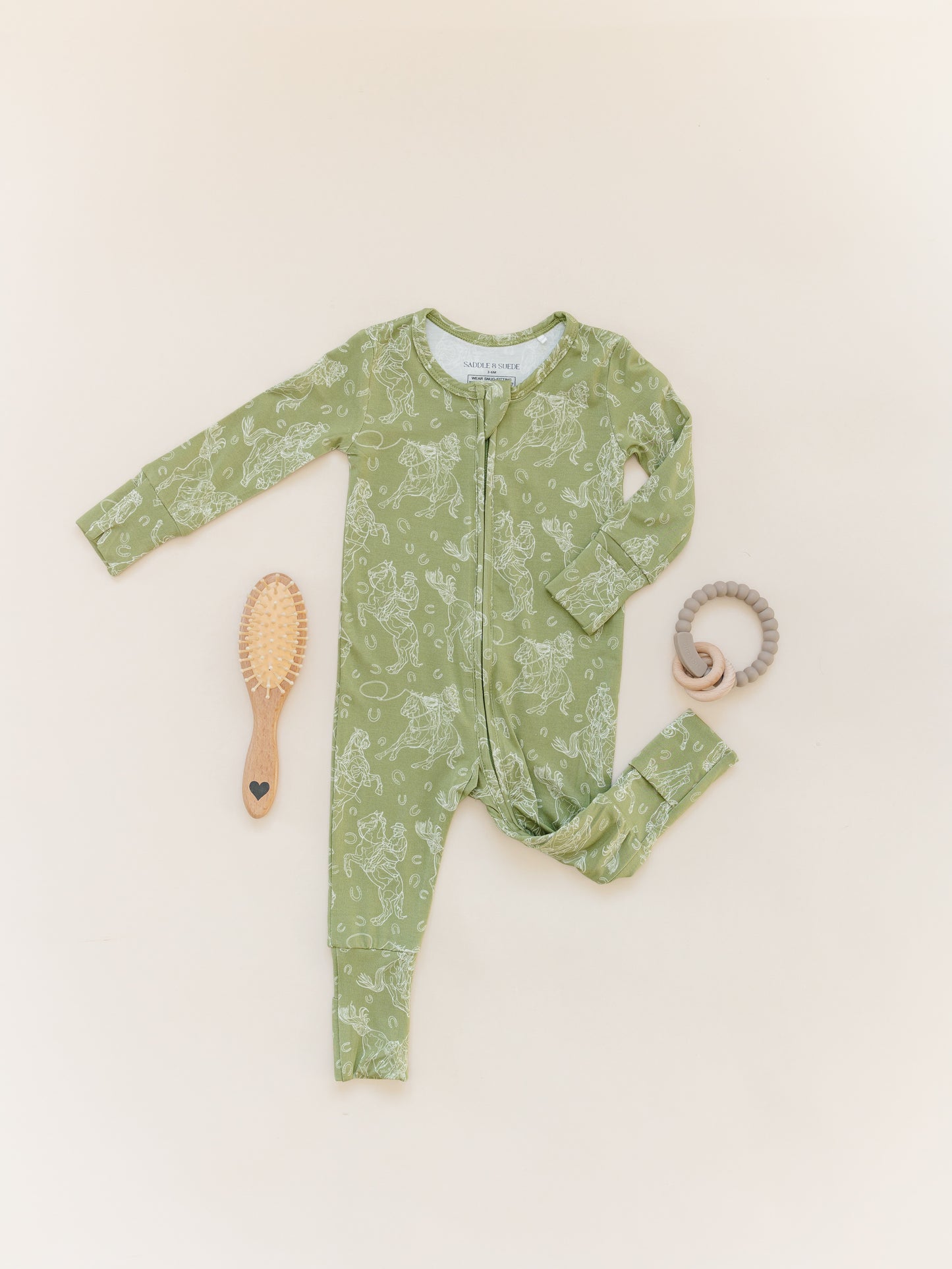 Western Bucking Horse Baby Footed Pajamas